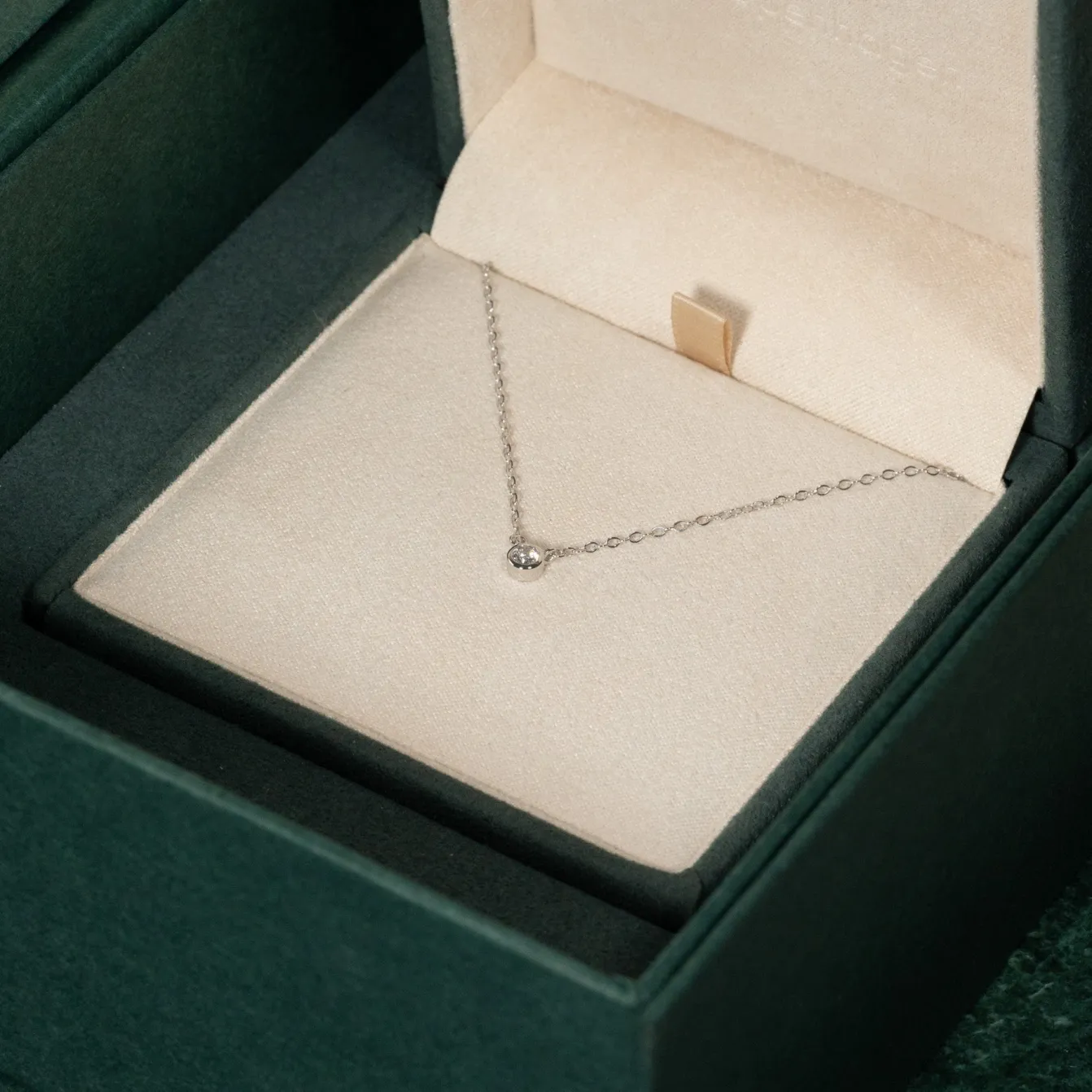 SOLITAIRE BEZEL DIAMOND NECKLACE - 0.1ct - WG