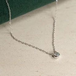 SOLITAIRE BEZEL DIAMOND NECKLACE - 0.25ct - WG