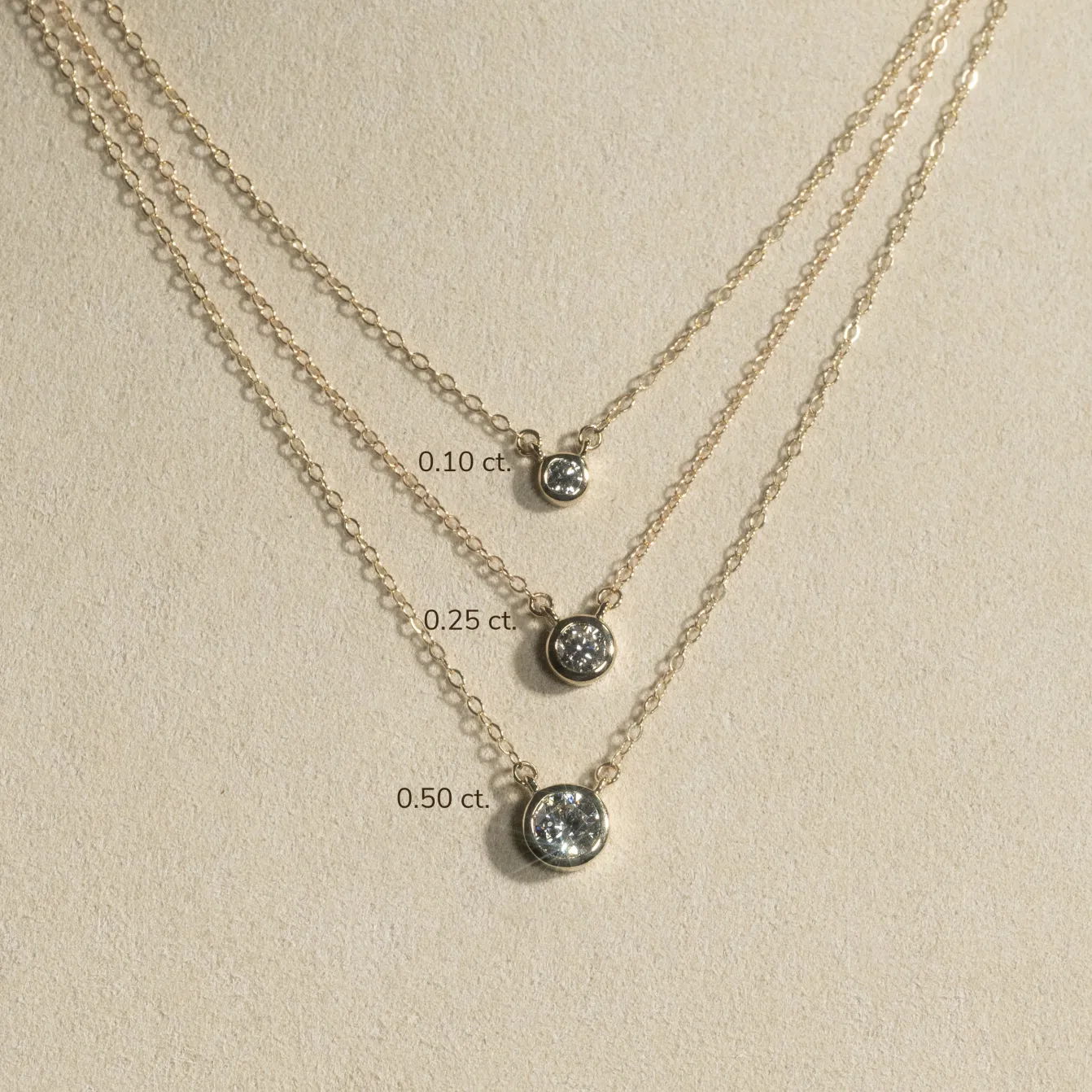 SOLITAIRE BEZEL DIAMOND NECKLACE - 0.1ct - YG