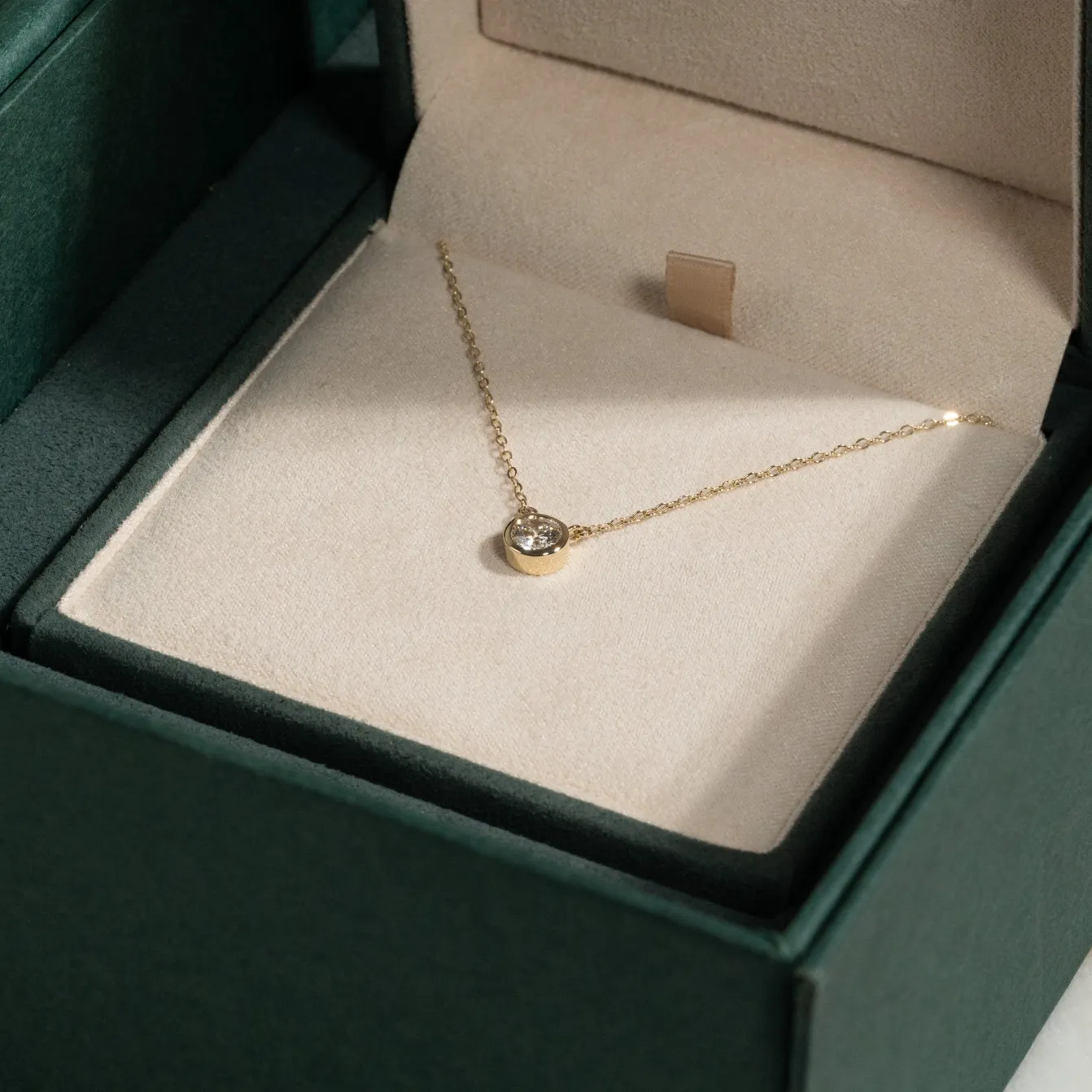SOLITAIRE BEZEL DIAMOND NECKLACE - 0.5ct - YG
