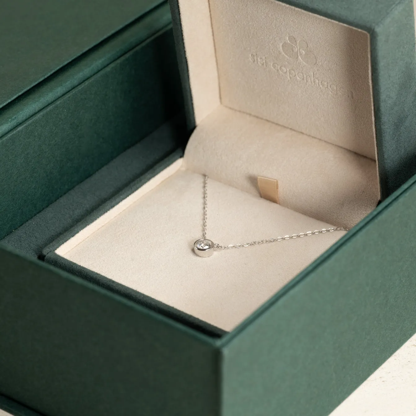 SOLITAIRE BEZEL DIAMOND NECKLACE - 0.5ct - WG