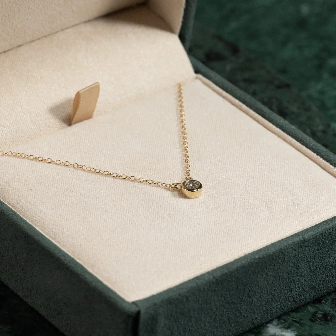SOLITAIRE BEZEL DIAMOND NECKLACE - 0.25ct - YG