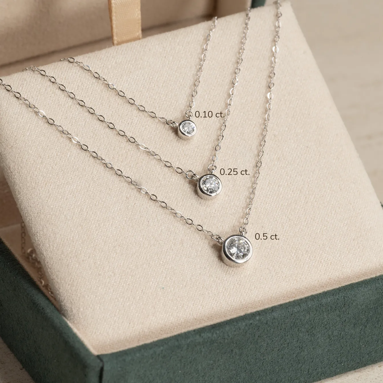 SOLITAIRE BEZEL DIAMOND NECKLACE - 0.5ct - WG