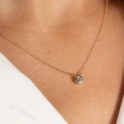 SOLITAIRE BEZEL DIAMOND NECKLACE - 0.25ct - YG