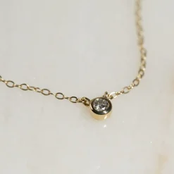 SOLITAIRE BEZEL DIAMOND NECKLACE - 0.1ct - YG