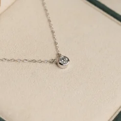 SOLITAIRE BEZEL DIAMOND NECKLACE - 0.25ct - WG