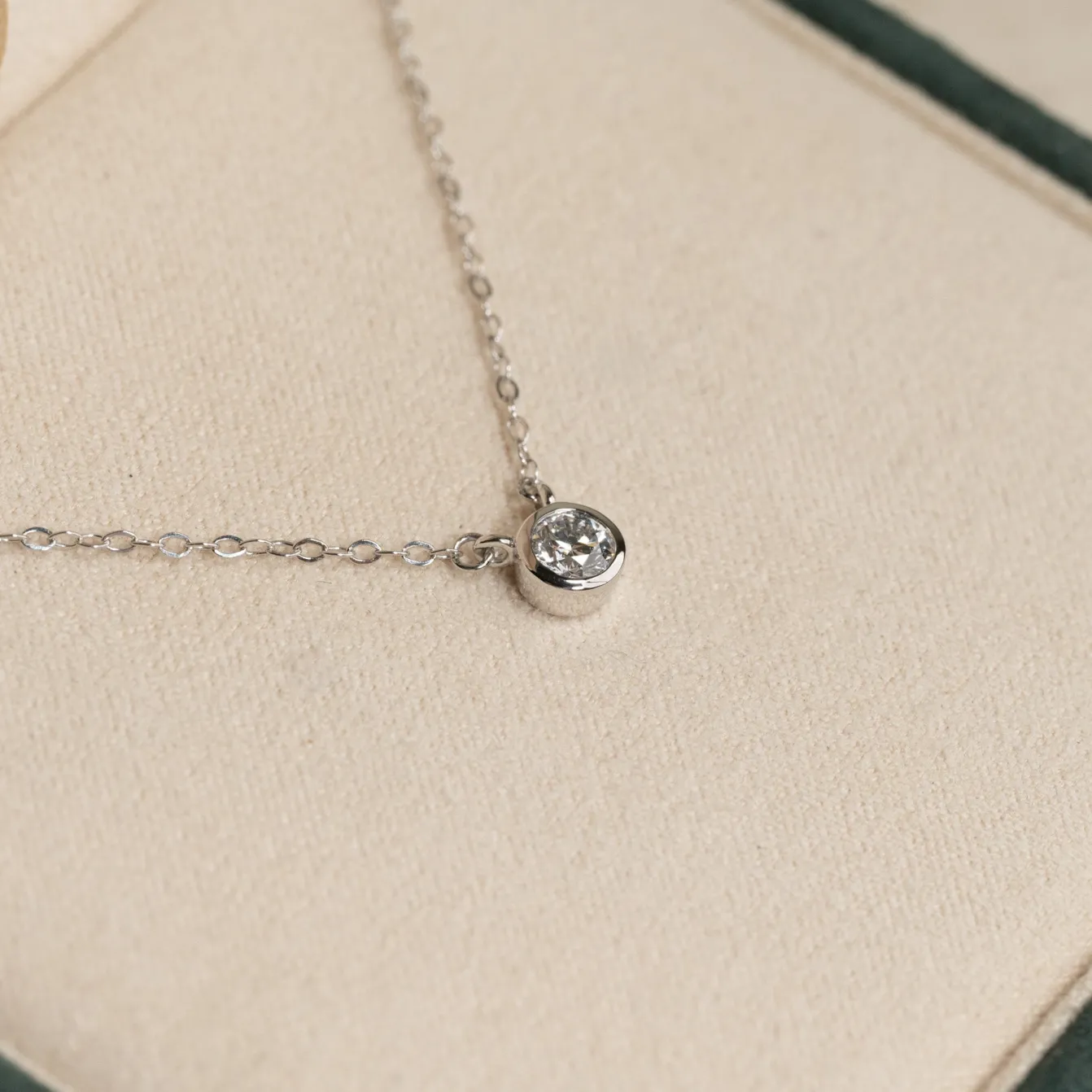 SOLITAIRE BEZEL DIAMOND NECKLACE - 0.25ct - WG