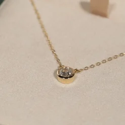 SOLITAIRE BEZEL DIAMOND NECKLACE - 0.5ct - YG