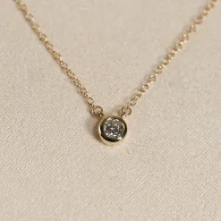 SOLITAIRE BEZEL DIAMOND NECKLACE - 0.25ct - YG