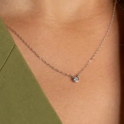 SOLITAIRE BEZEL DIAMOND NECKLACE - 0.1ct - WG