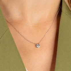 SOLITAIRE BEZEL DIAMOND NECKLACE - 0.5ct - WG