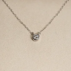 SOLITAIRE BEZEL DIAMOND NECKLACE - 0.25ct - WG