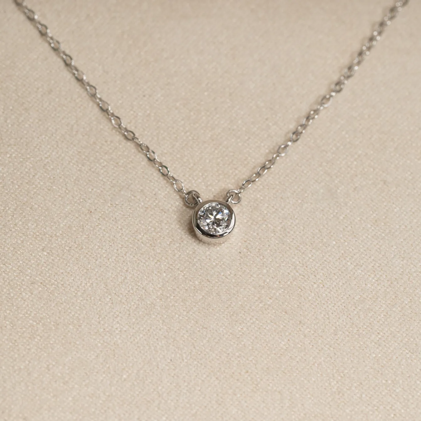 SOLITAIRE BEZEL DIAMOND NECKLACE - 0.25ct - WG
