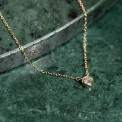 SOLITAIRE BEZEL DIAMOND NECKLACE - 0.25ct - YG