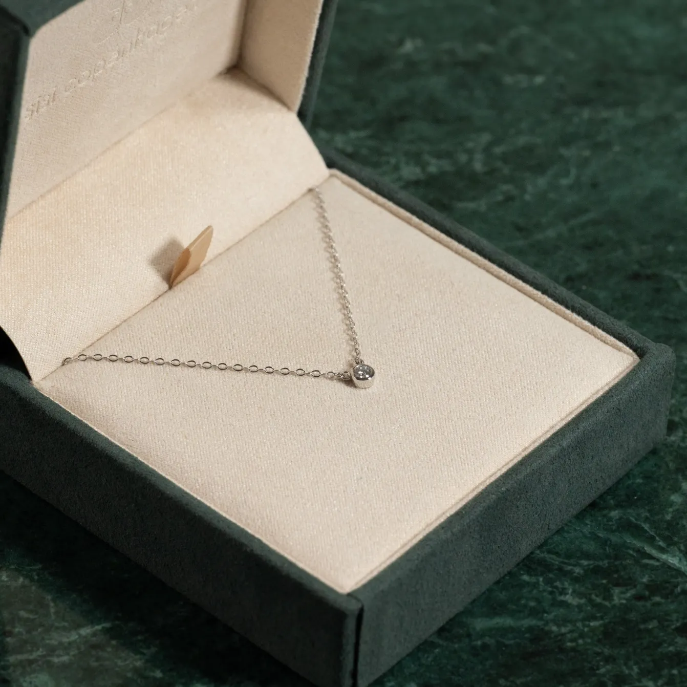 SOLITAIRE BEZEL DIAMOND NECKLACE - 0.1ct - WG