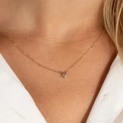 SOLITAIRE BEZEL DIAMOND NECKLACE - 0.1ct - YG