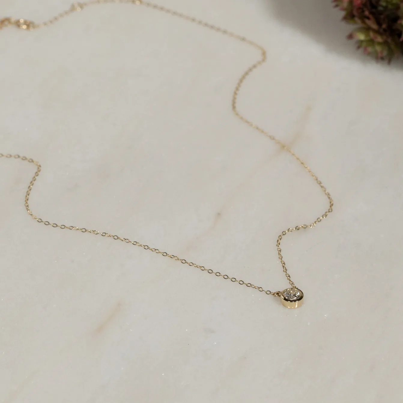 SOLITAIRE BEZEL DIAMOND NECKLACE - 0.5ct - YG