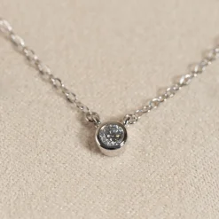 SOLITAIRE BEZEL DIAMOND NECKLACE - 0.1ct - WG