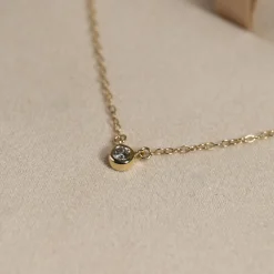SOLITAIRE BEZEL DIAMOND NECKLACE - 0.1ct - YG