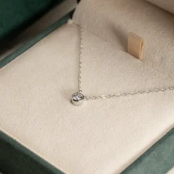 SOLITAIRE BEZEL DIAMOND NECKLACE - 0.25ct - WG