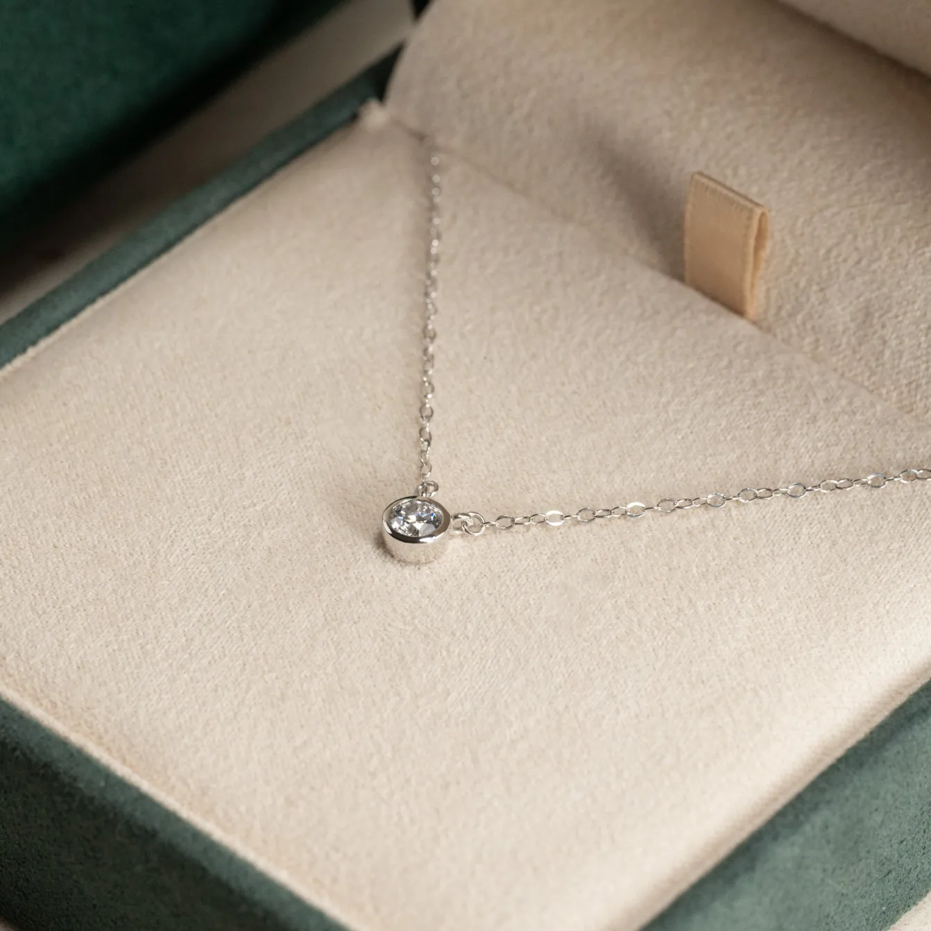 SOLITAIRE BEZEL DIAMOND NECKLACE - 0.25ct - WG