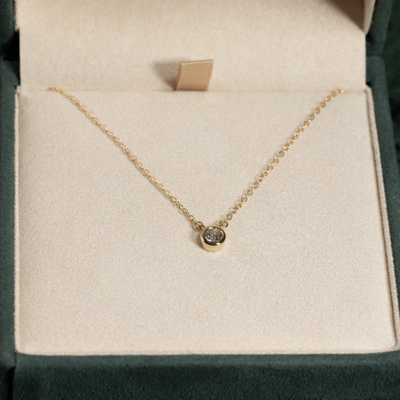 SOLITAIRE BEZEL DIAMOND NECKLACE - 0.25ct - YG