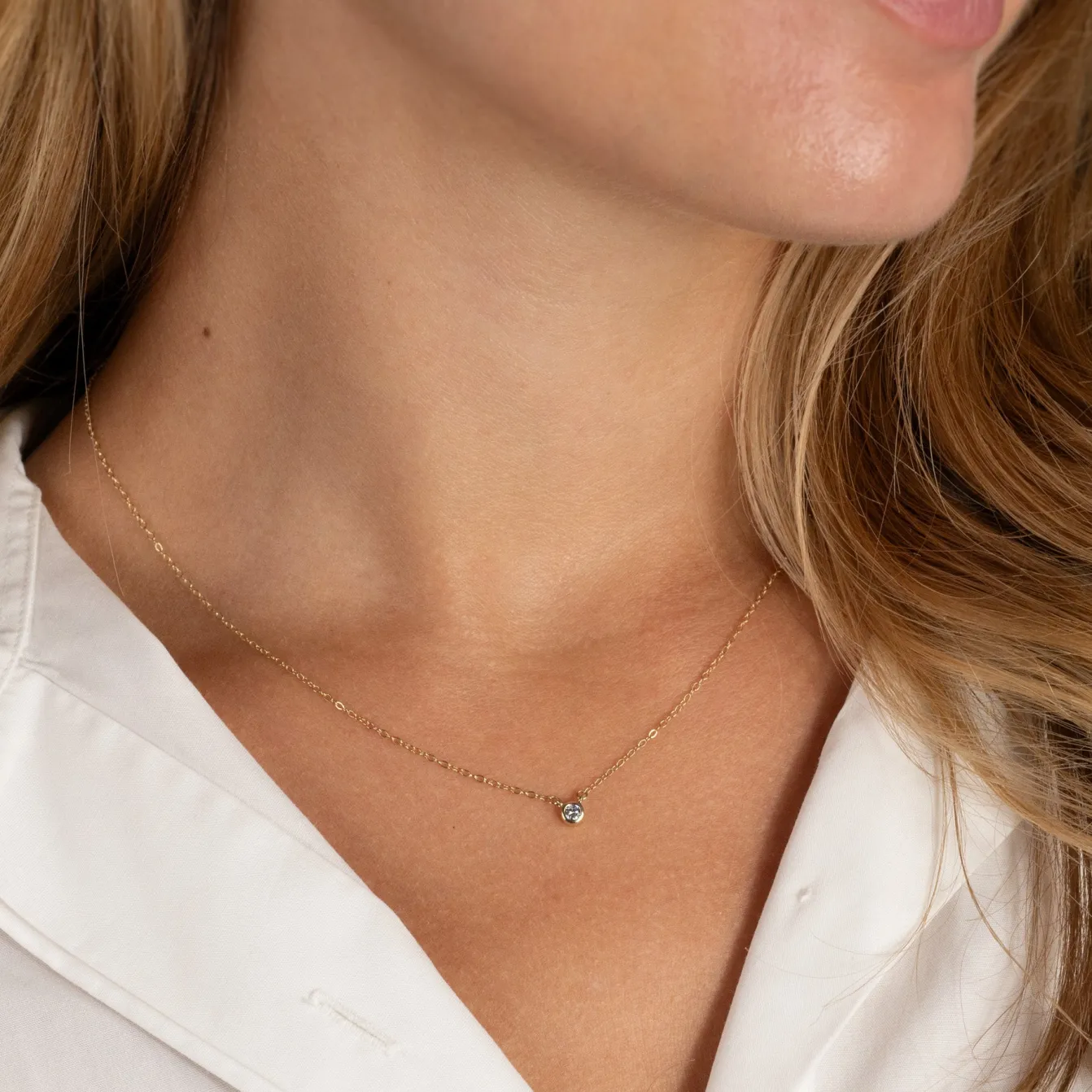 SOLITAIRE BEZEL DIAMOND NECKLACE - 0.1ct - YG