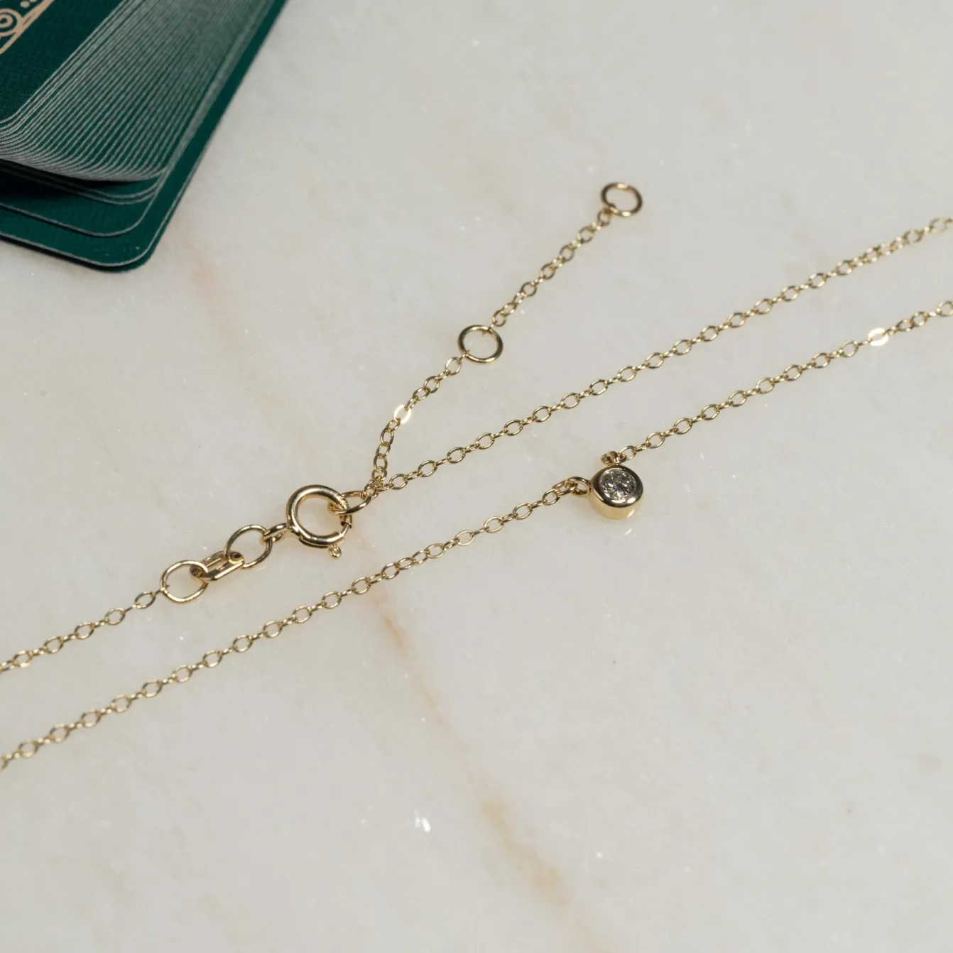 SOLITAIRE BEZEL DIAMOND NECKLACE - 0.1ct - YG
