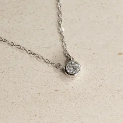 SOLITAIRE BEZEL DIAMOND NECKLACE - 0.25ct - WG