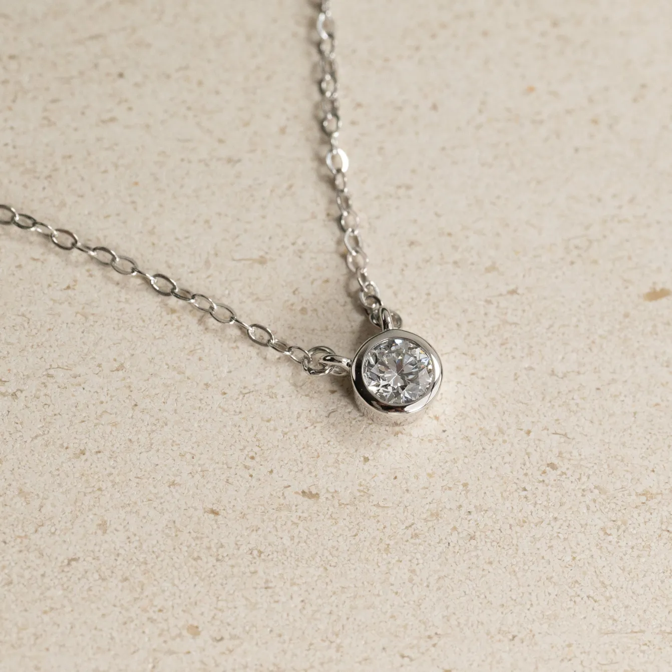 SOLITAIRE BEZEL DIAMOND NECKLACE - 0.25ct - WG