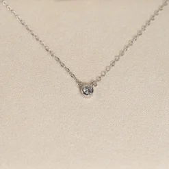 SOLITAIRE BEZEL DIAMOND NECKLACE - 0.1ct - WG
