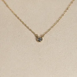 SOLITAIRE BEZEL DIAMOND NECKLACE - 0.1ct - YG