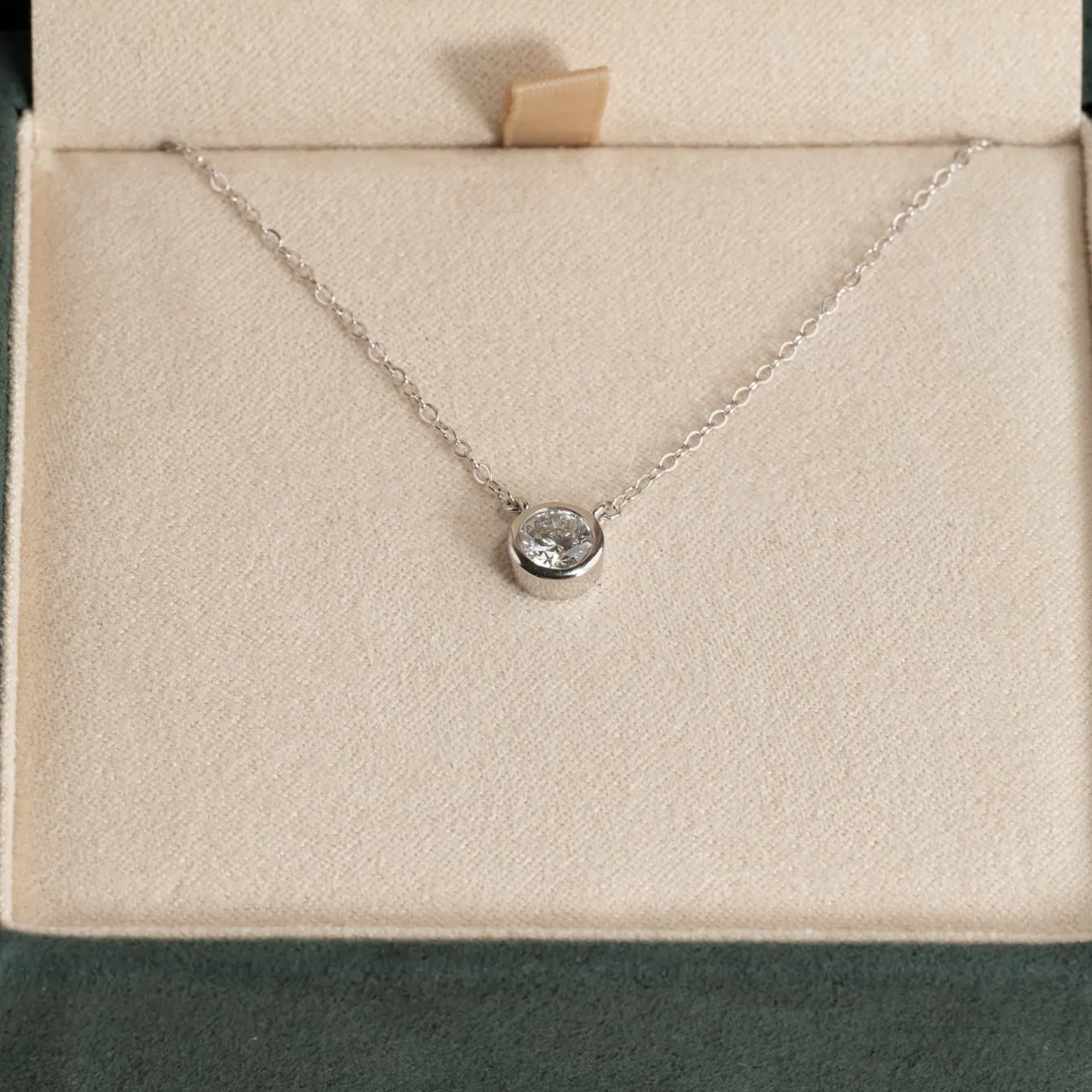 SOLITAIRE BEZEL DIAMOND NECKLACE - 0.5ct - WG