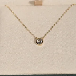 SOLITAIRE BEZEL DIAMOND NECKLACE - 0.5ct - YG