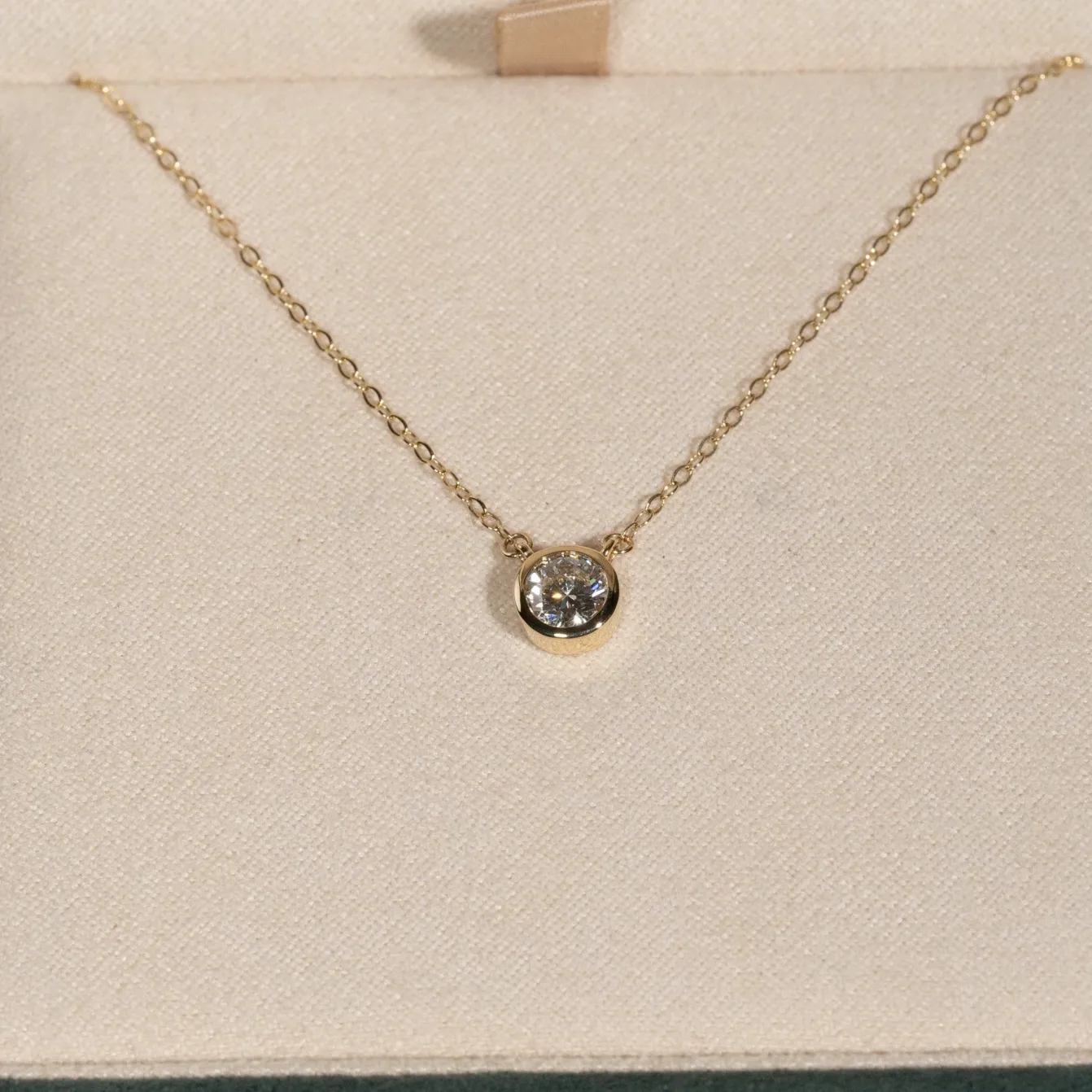 SOLITAIRE BEZEL DIAMOND NECKLACE - 0.5ct - YG