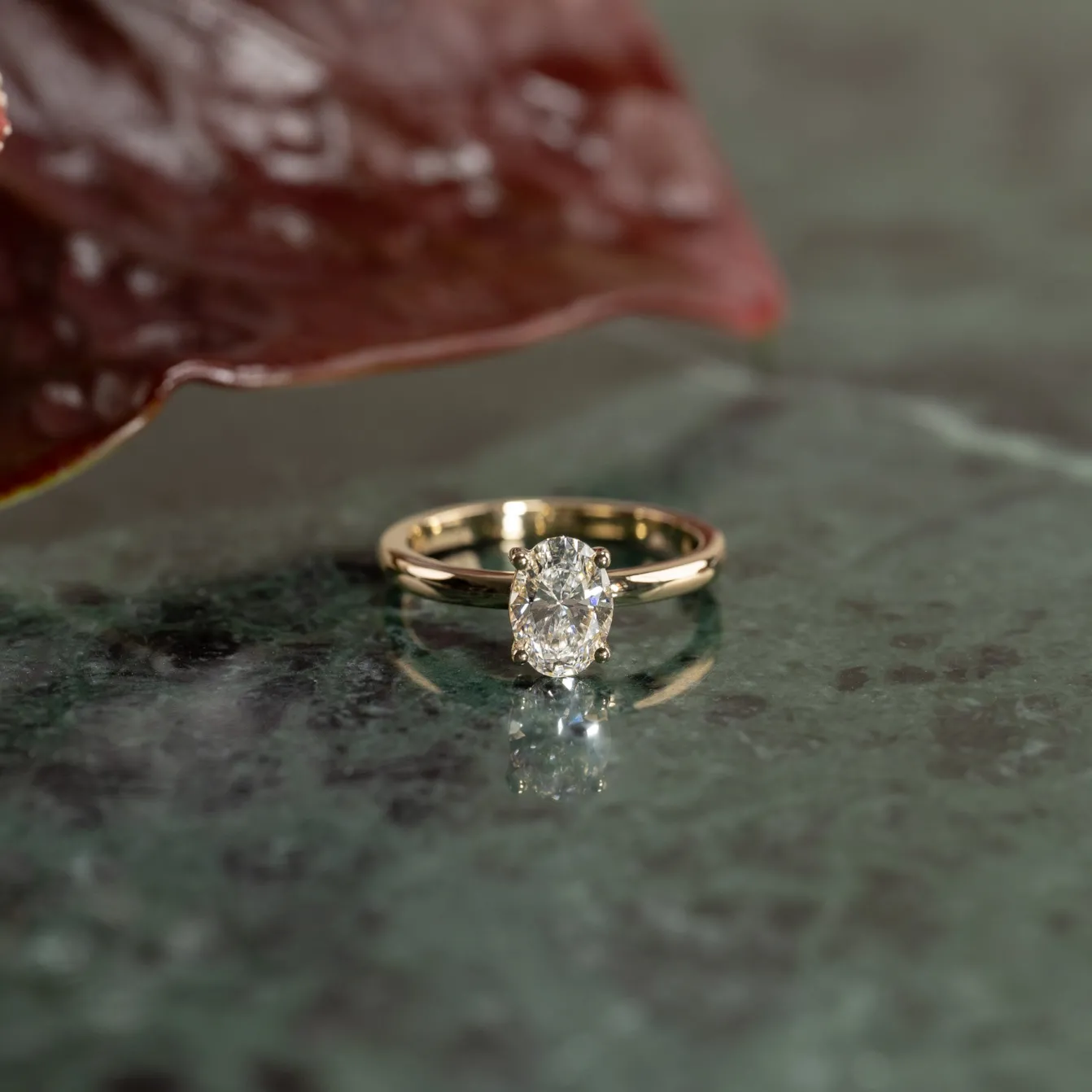 SOLITAIRE OVAL-CUT DIAMOND RING - 1.0ct - YG
