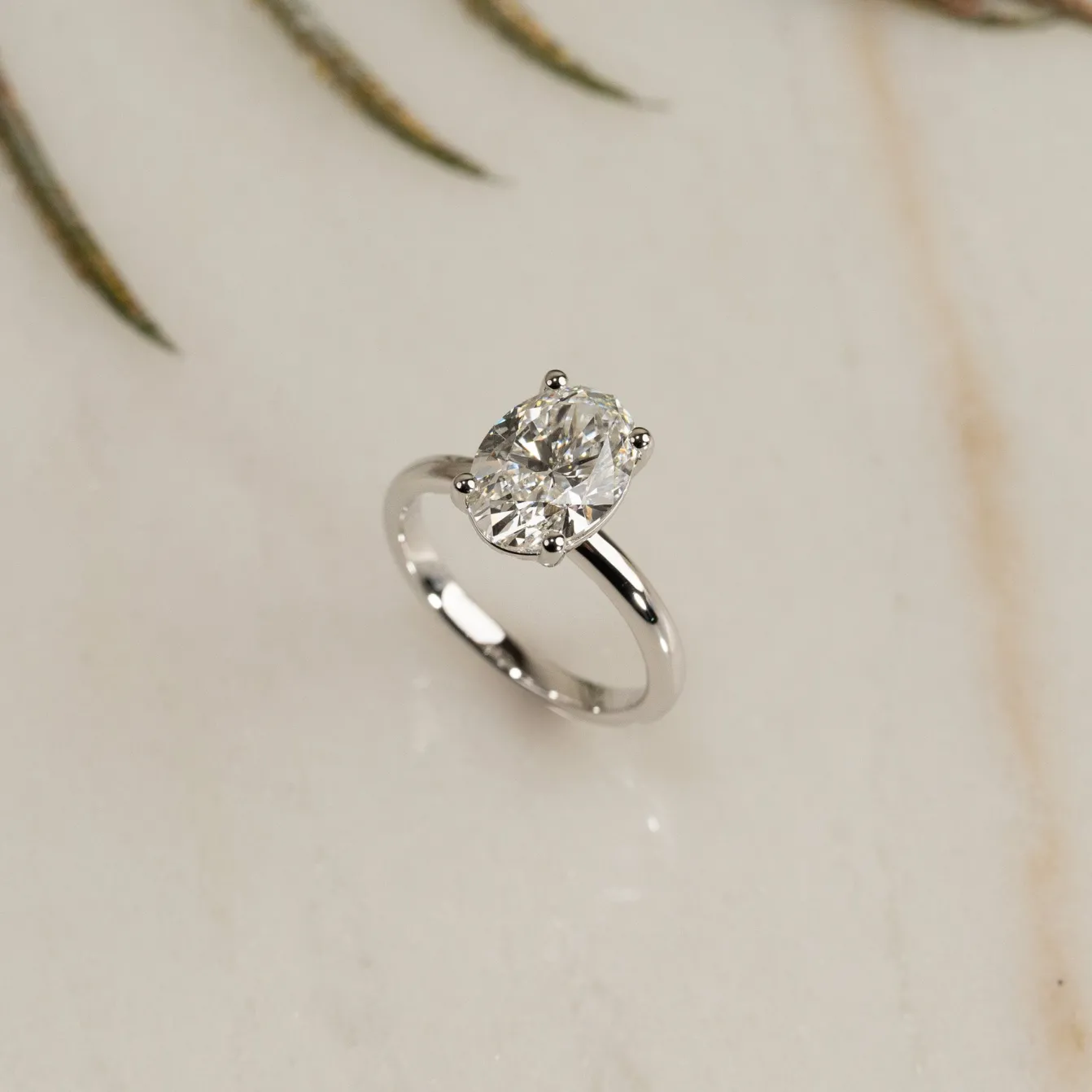 SOLITAIRE OVAL-CUT DIAMOND RING - 3.0ct - WG