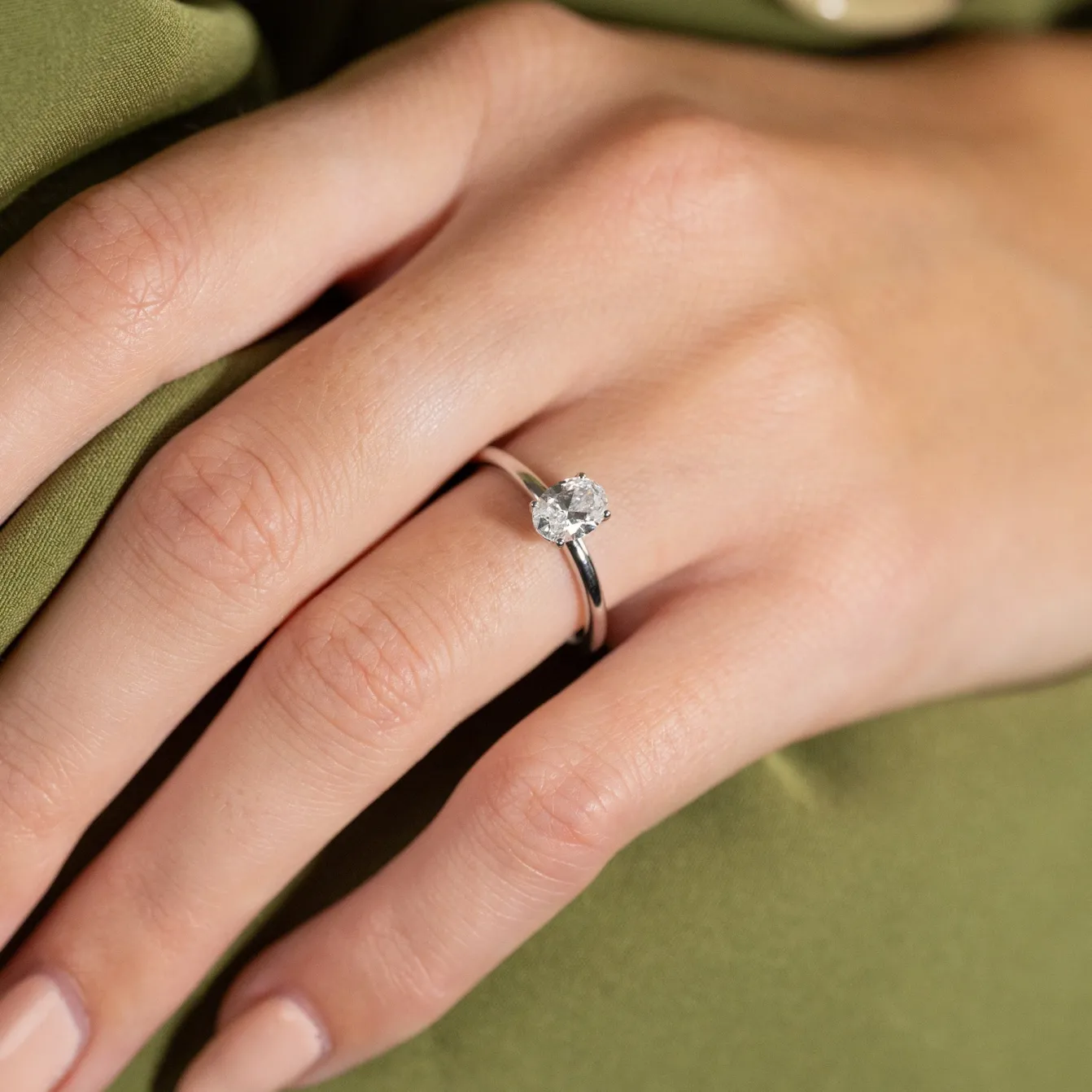 SOLITAIRE OVAL-CUT DIAMOND RING - 0.75ct - WG