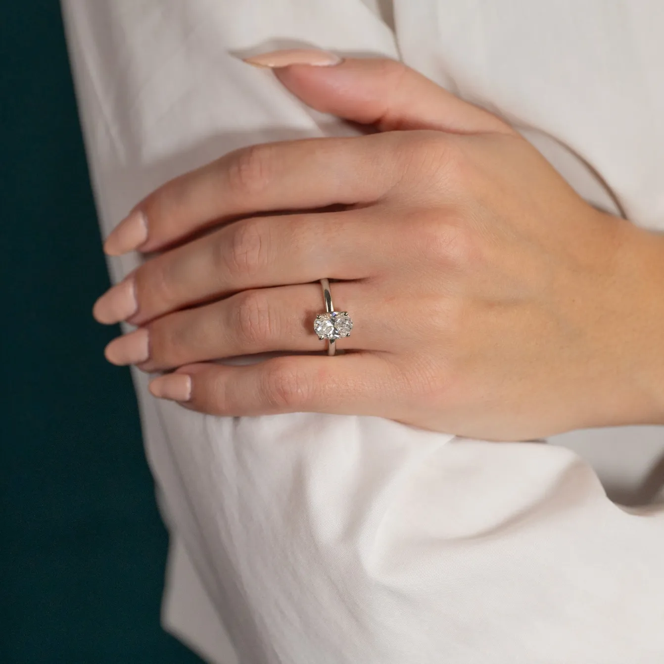 SOLITAIRE OVAL-CUT DIAMOND RING - 2.0ct - WG