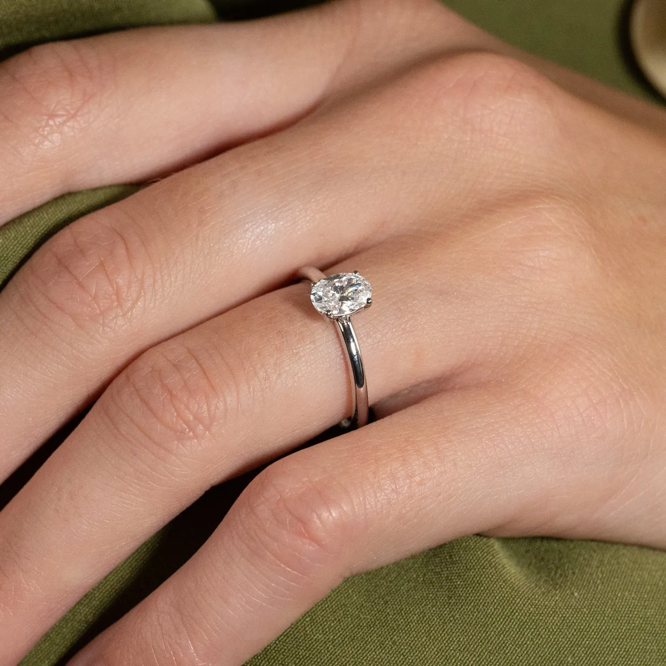 SOLITAIRE OVAL-CUT DIAMOND RING - 0.75ct - WG