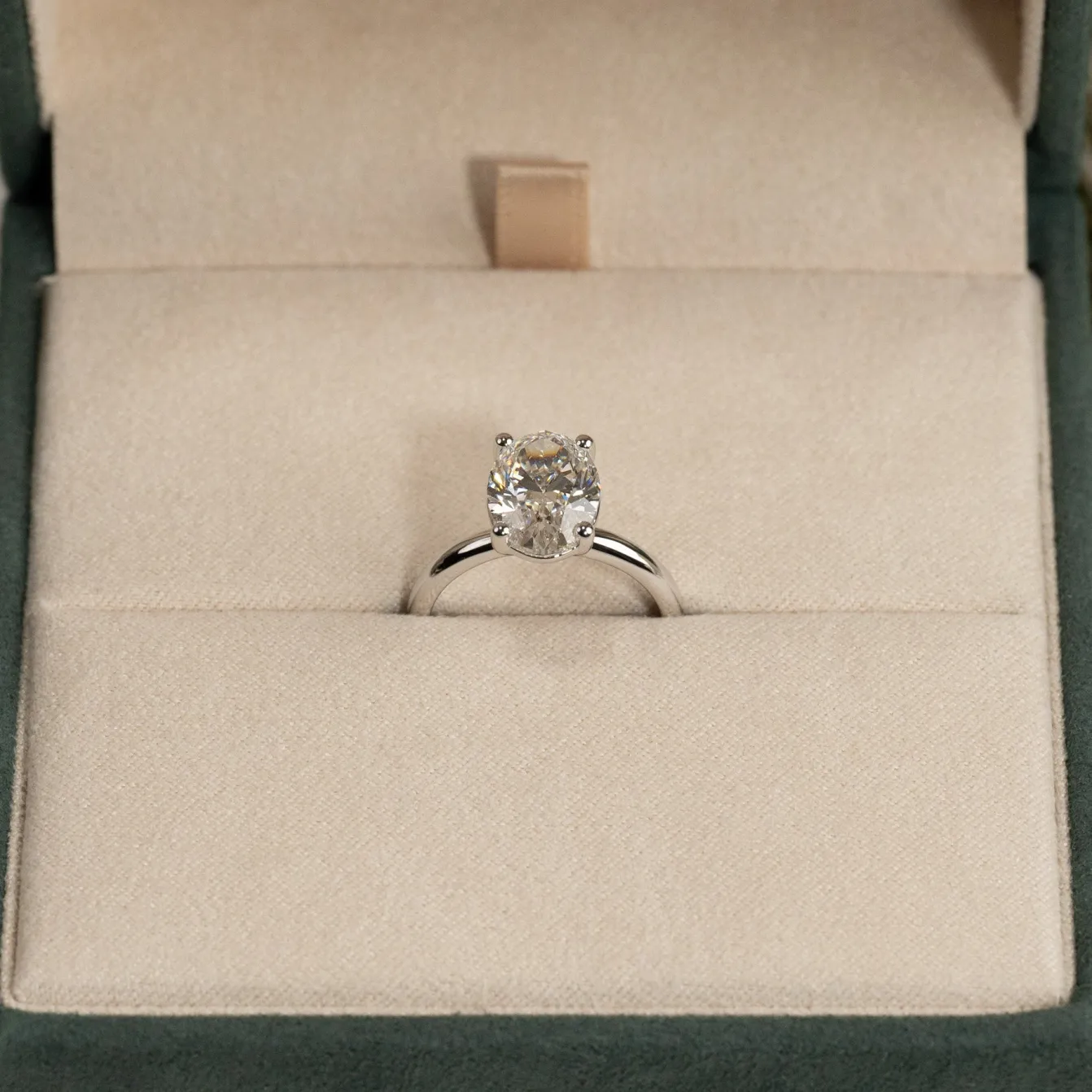 SOLITAIRE OVAL-CUT DIAMOND RING - 3.0ct - WG