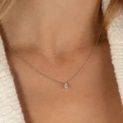 SOLITAIRE PEAR DIAMOND PENDANT - 0.25ct - WG