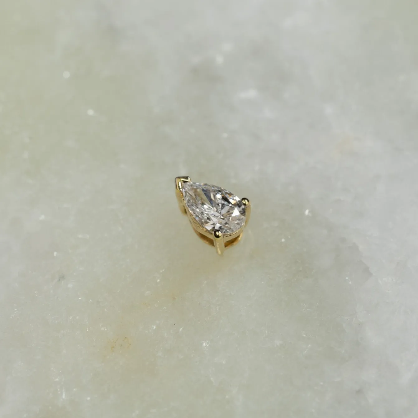 SOLITAIRE PEAR DIAMOND PENDANT - 0.12ct - YG