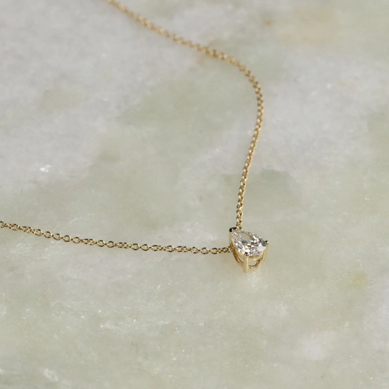 SOLITAIRE PEAR DIAMOND PENDANT - 0.45ct - YG