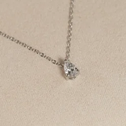 SOLITAIRE PEAR DIAMOND PENDANT - 0.25ct - WG