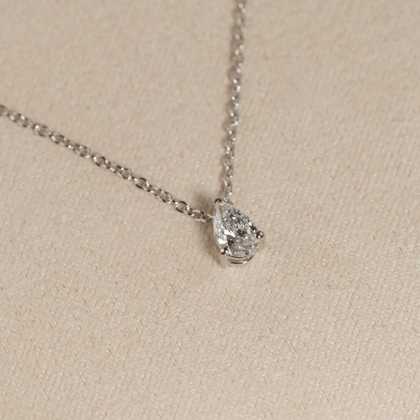SOLITAIRE PEAR DIAMOND PENDANT - 0.25ct - WG