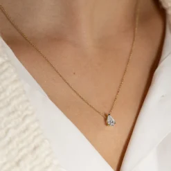 SOLITAIRE PEAR DIAMOND PENDANT - 0.65ct - YG