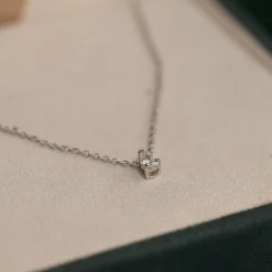 SOLITAIRE PEAR DIAMOND PENDANT - 0.12ct - WG