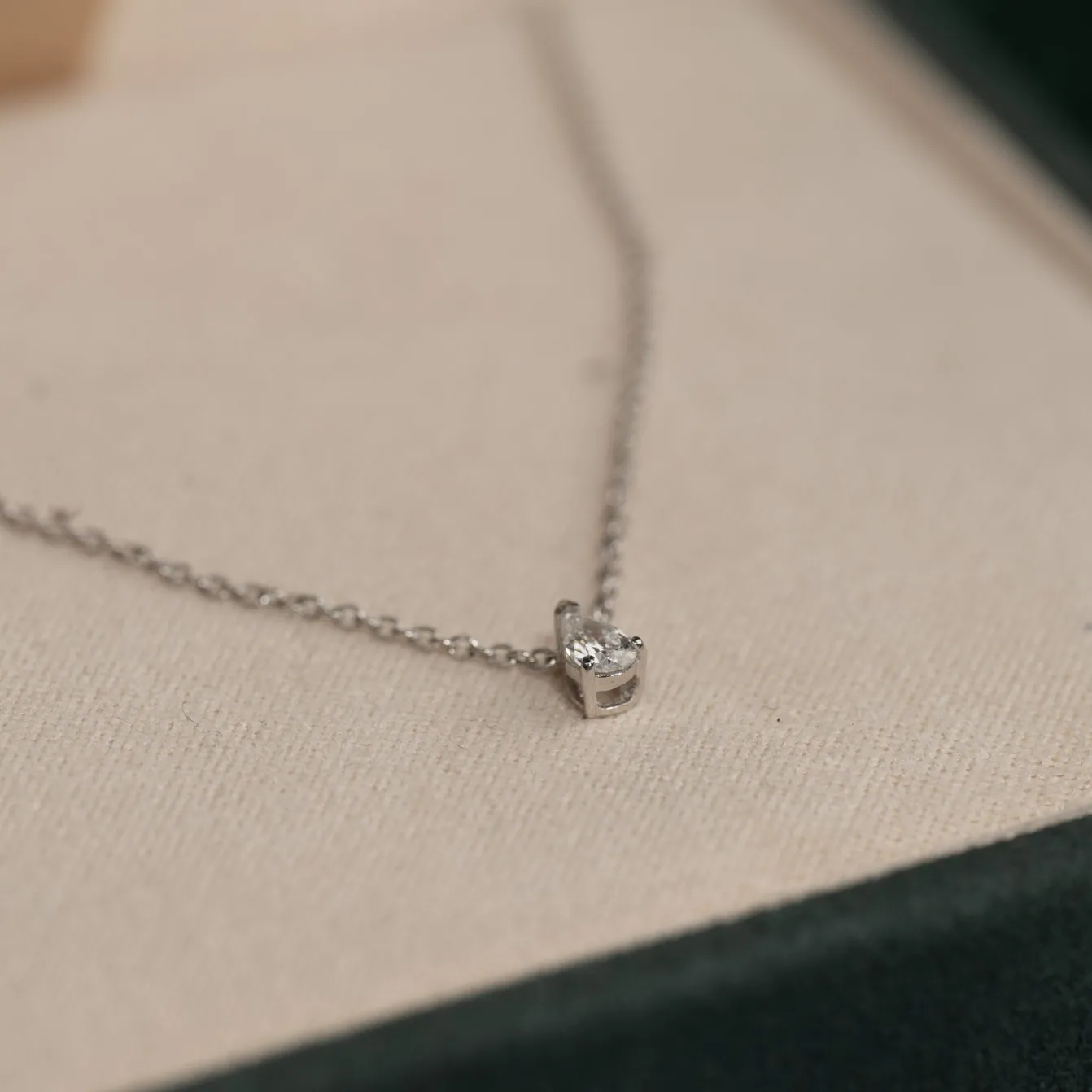 SOLITAIRE PEAR DIAMOND PENDANT - 0.12ct - WG