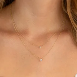SOLITAIRE PEAR DIAMOND PENDANT - 0.12ct - YG